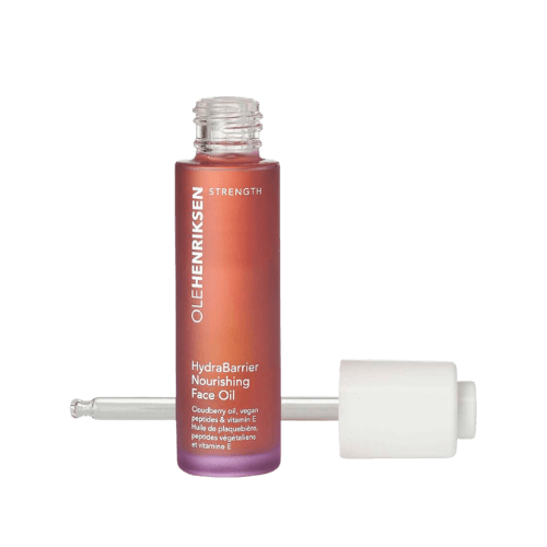 Ole Henriksen Strength HydraBarrier Nourishing Face Oil, ansiktsolja med närande ingredienser för att stärka hudens barriär och ge fukt.