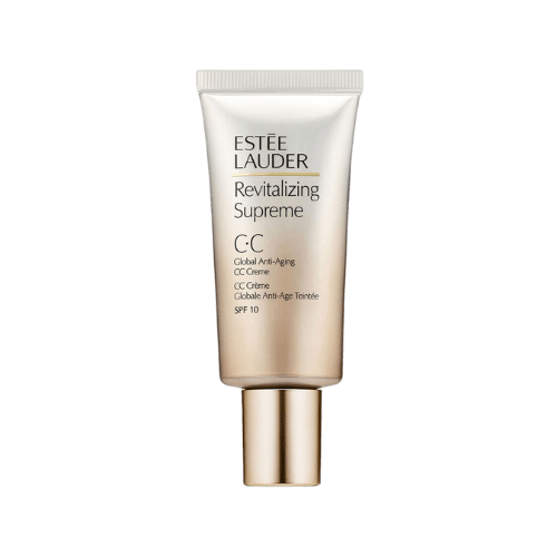 Tub av Estée Lauder Revitalizing Supreme Anti-Aging CC Cream med SPF 10, global anti-aging behandling.