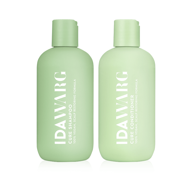 Ida Warg Cure Shampoo och Conditioner Duo, 100% vegansk och återställande formel för hårbotten.