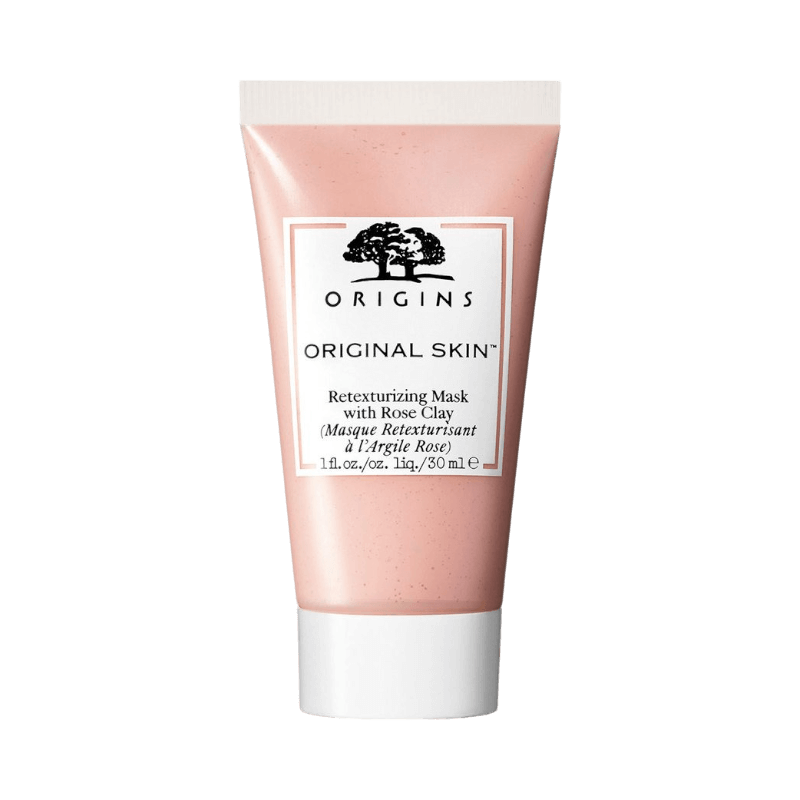 Origins Original Skin Retexturizing Mask med rose clay, en ansiktsmask för att förfina hudens struktur och rengöra porer.