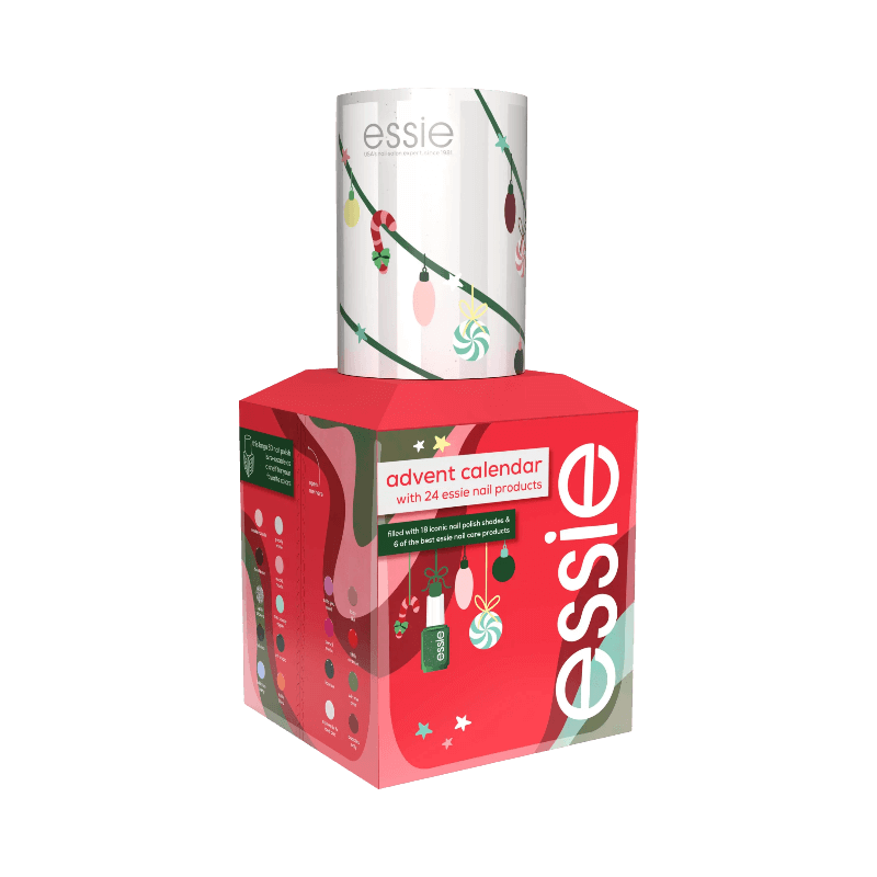 Essie adventskalender fylld med 24 nagelprodukter inklusive nagellack och nagelvård