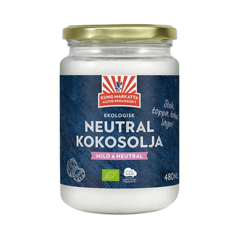 Kung Markatta ekologisk neutral kokosolja, 480 ml. Perfekt för stekning, bakning och hudvård