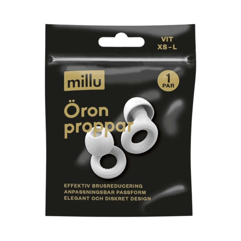 Millu vita öronproppar med effektiv brusreducering och diskret, anpassningsbar passform