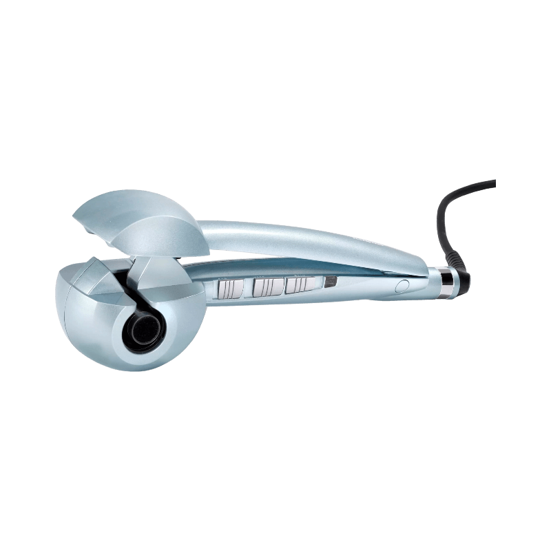 BaByliss Curl Secret Hydro Fusion i isblått för glansiga och frissfria lockar med fuktbalans.