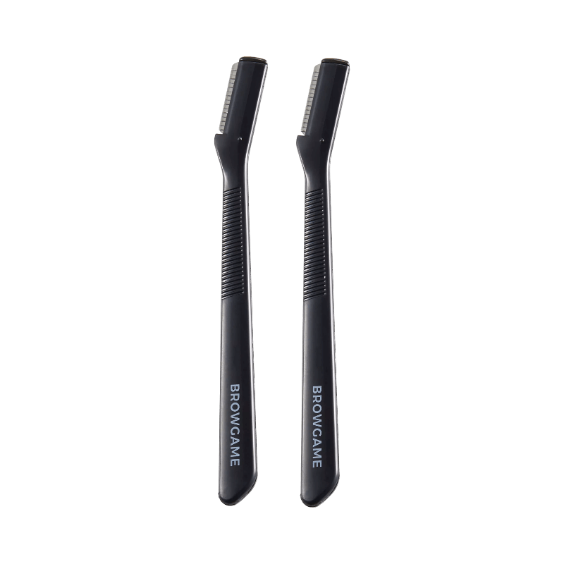 Svarta ögonbrynsskärare i 2-pack från Browgame med ergonomiskt grepp för exakt formning.
