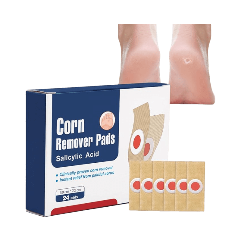 Facyende corn remover pads med salicylsyra för kliniskt bevisad borttagning av smärtsamma liktornar.