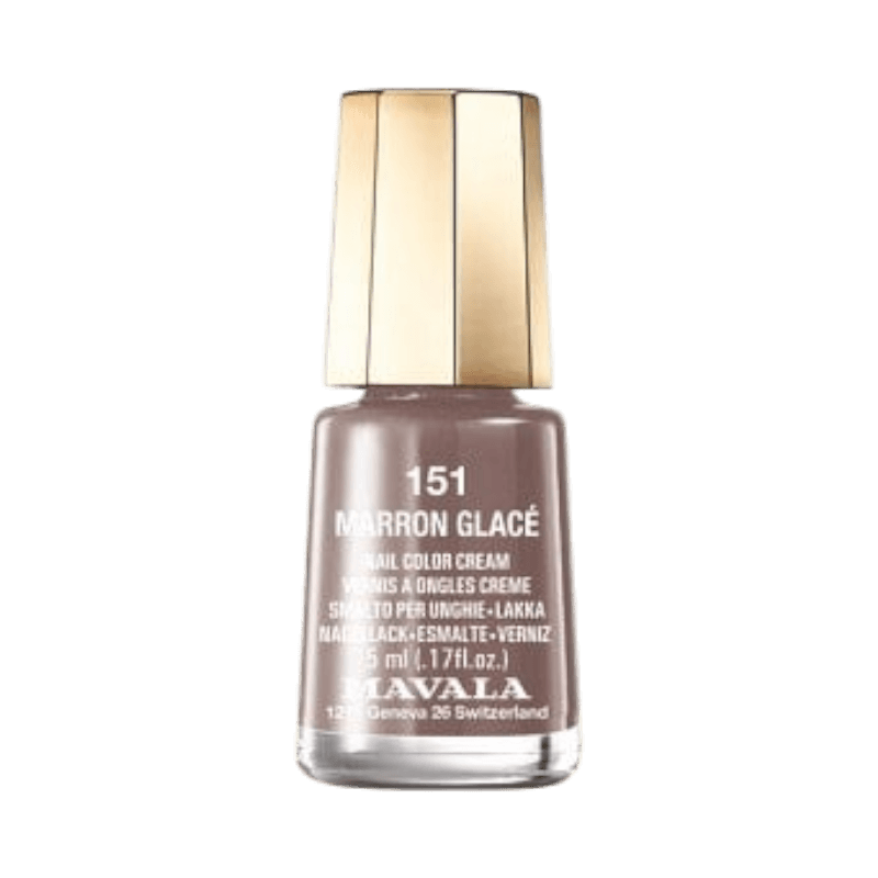 Mavala 151 Marron Glacé – kompakt nagellack i kall brun nyans med krämig täckning.