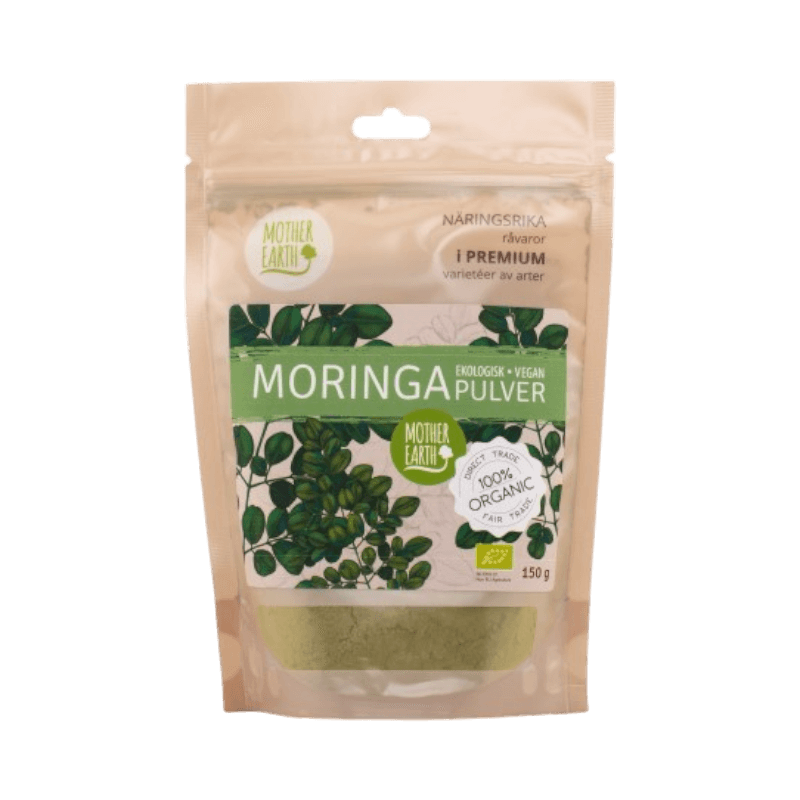 Mother Earth ekologiskt moringapulver – 150 g raw, vegan och fair trade superfood.