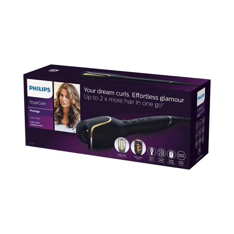 Philips StyleCare Prestige automatisk locktång för dubbelt så mycket hår i ett svep.