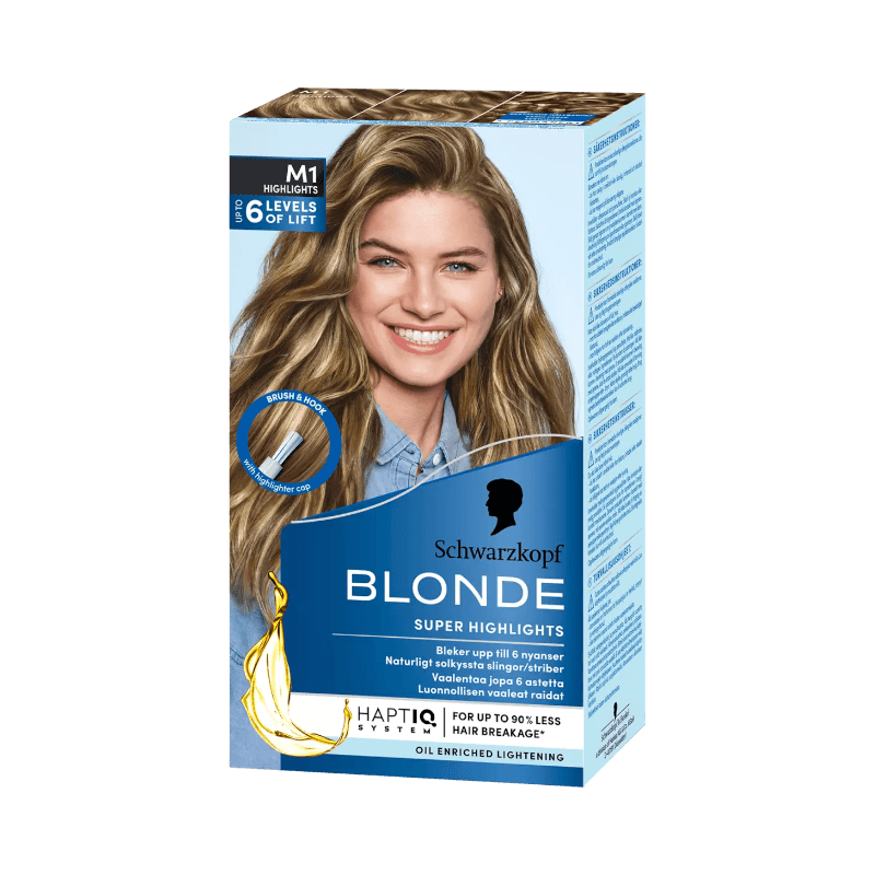 Schwarzkopf Blonde M1 slingkit, ger upp till 6 nyanser ljusare hår med oljebaserad och skonsam formula.