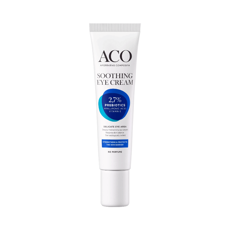 ACO Soothing Eye Cream med prebiotika och hyaluronsyra för känslig ögonhud