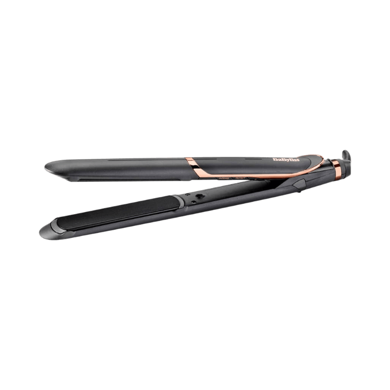 Professionell BaByliss Smooth Pro 235 plattång med slank design och roséguldsdetaljer.