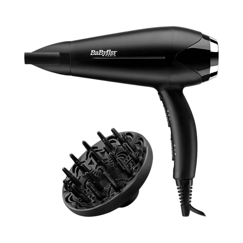 BaByliss Turbo Smooth 2200 hårfön med diffuser – för slät finish och snabb torkning.
