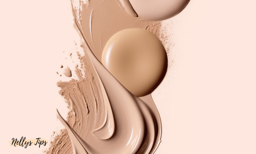 Närbild på olika bronzertexturer i kräm- och puderform i varma nyanser