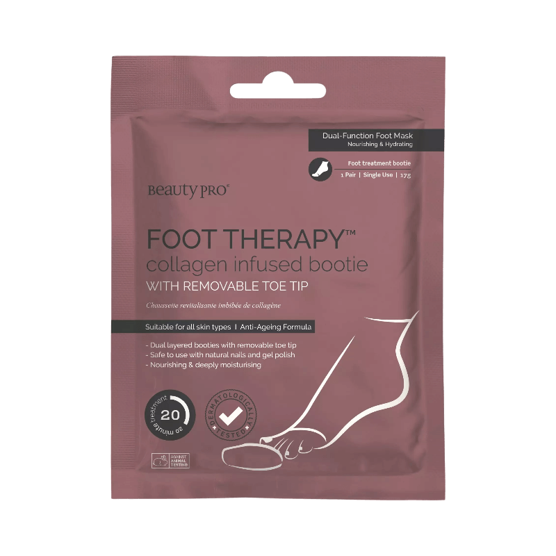 Beauty Pro Foot Therapy kollagenberikade engångssockor med avtagbar tådel