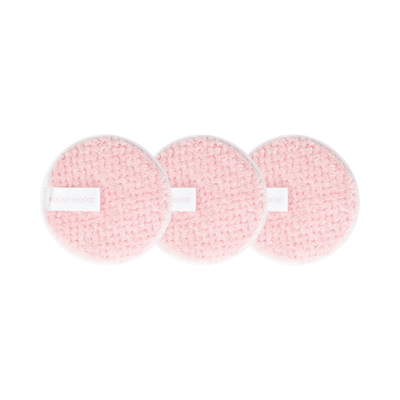 Brushworks HD rosa återanvändbara rengöringspads – mjuka makeupborttagare i 3-pack för daglig användning