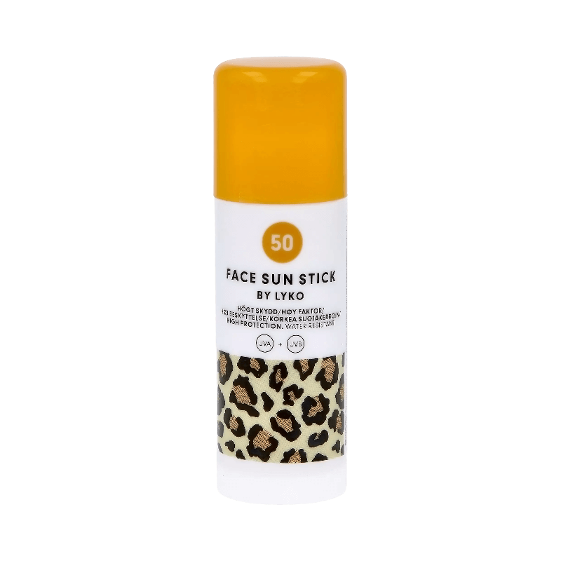 Face Sun Stick SPF 50 från By Lyko med leopardmönster och hög solskyddsfaktor
