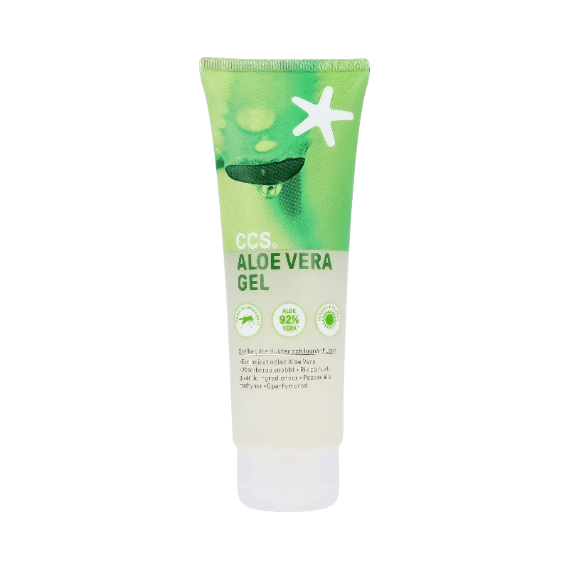 CCS Aloe Vera Gel med 92 % aloe vera för lugnande och återfuktande hudvård.