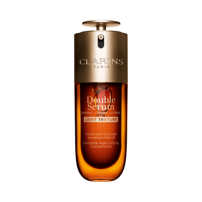 Clarins Double Serum Light Texture i elegant brun guldtonad flaska, 50 ml.