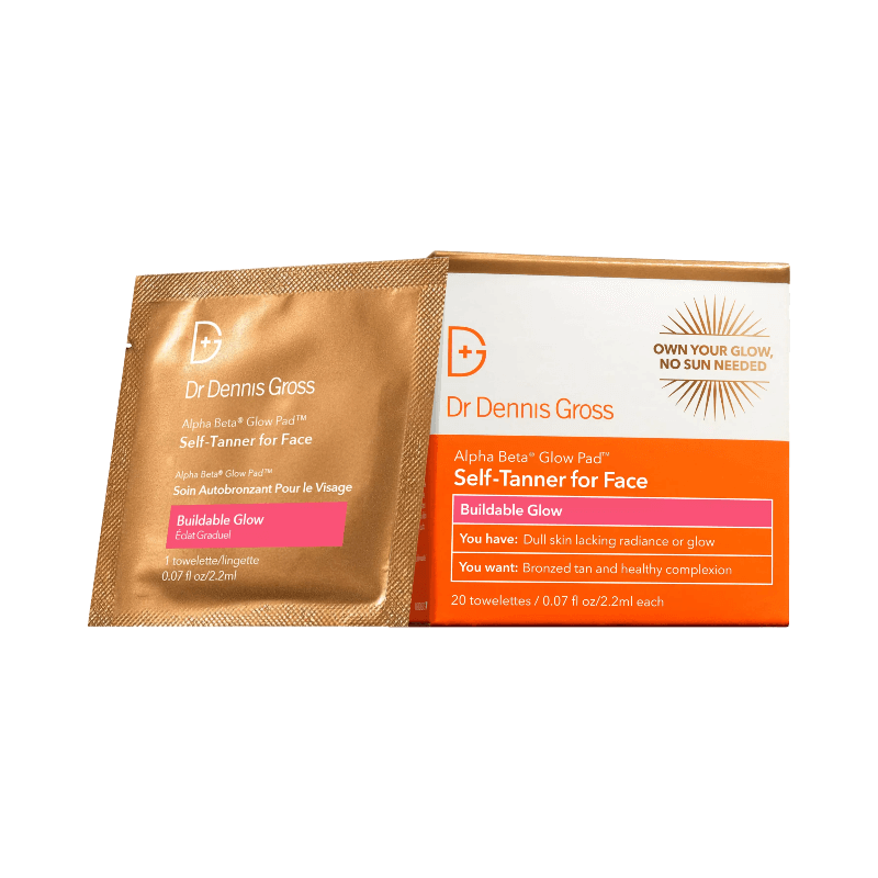 Dr Dennis Gross Alpha Beta Glow Pad för ansiktet – brun utan sol-servett som ger glow och jämn ton utan sol
