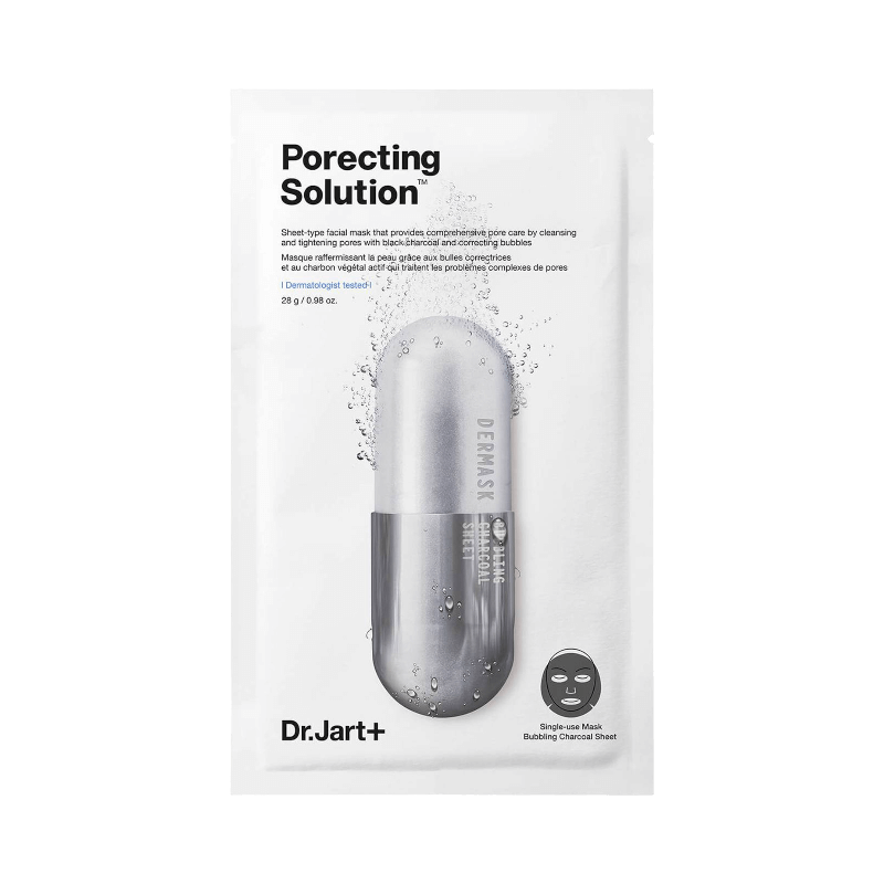 Dr.Jart+ Porecting Solution Sheet Mask – bubblande kolmask som djuprengör och minimerar porer.