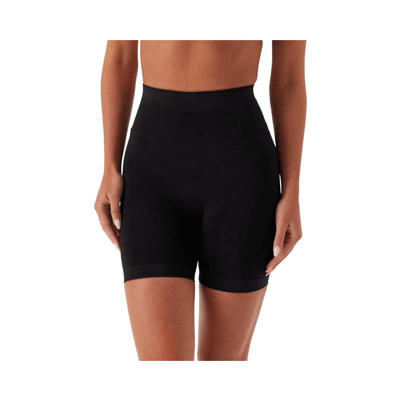 Svarta kompressionsshorts med hög midja för smickrande figur