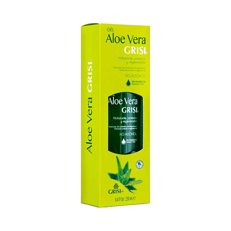 Grisi Aloe Vera Gel utan alkohol och parabener för återfuktning och hudregenerering.