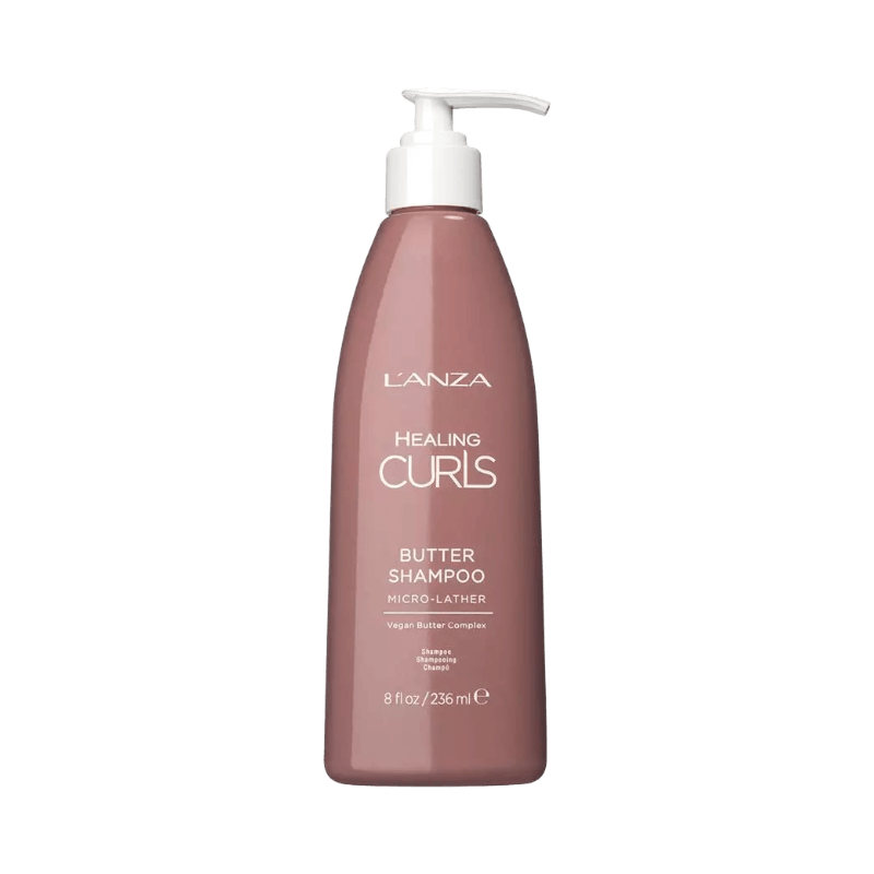 L’ANZA Healing Curls Butter Shampoo med pumpflaska, vårdande schampo för lockigt och torrt hår, 236 ml.