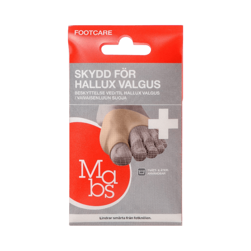 Mabs skydd för Hallux Valgus – återanvändbart stöd som lindrar smärta vid fotknölen.