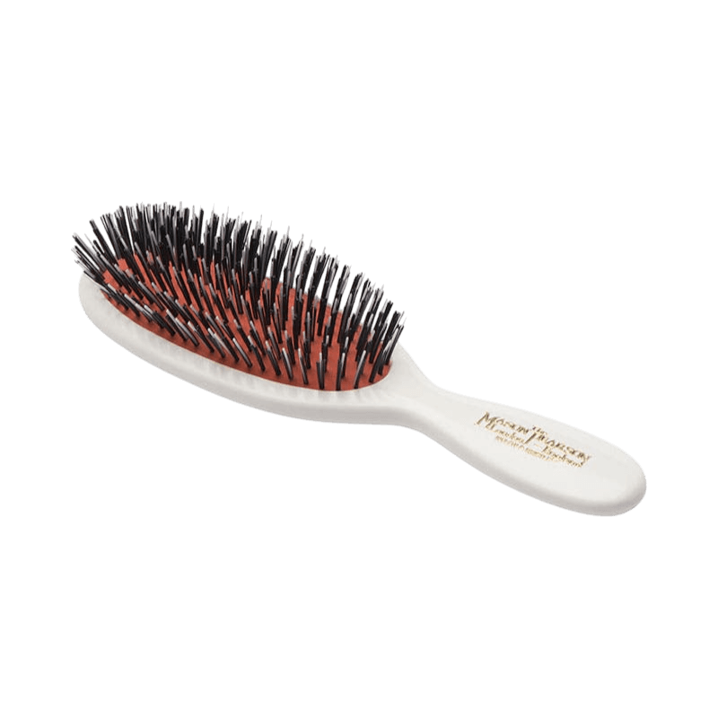 Mason Pearson Pocket Brush med nylon- och svinborst i elfenbensvitt handtag