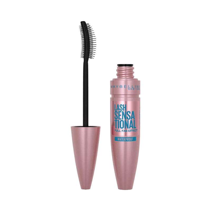 Maybelline Lash Sensational mascara i rosé med böjd borste och vattentålig formula.