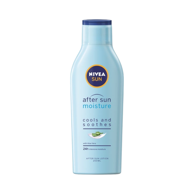 NIVEA After Sun Lotion med aloe vera för att kyla, lugna och återfukta huden efter sol.