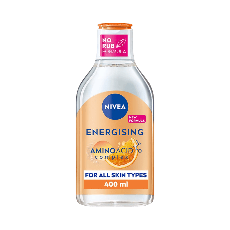 NIVEA Energising Micellar Water 400 ml – uppfriskande rengöring med aminosyror för alla hudtyper.