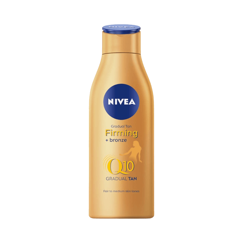 Nivea Gradual Tan Firming + Bronze – återfuktande bodylotion med gradvis brun-utan-sol-effekt.