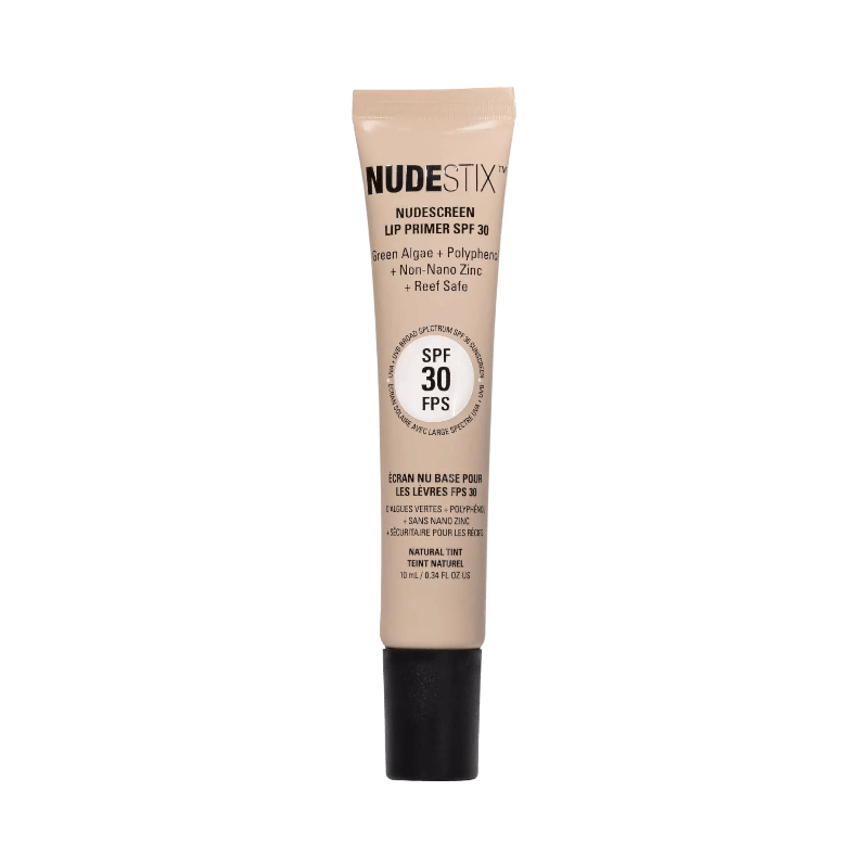 Nudestix Lip Primer SPF 30 – naturlig ton med solskydd för vård och skydd av läpparna.