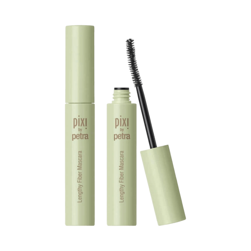 Pixi by Petra svart fibermascara med lång, böjd borste för naturlig längd