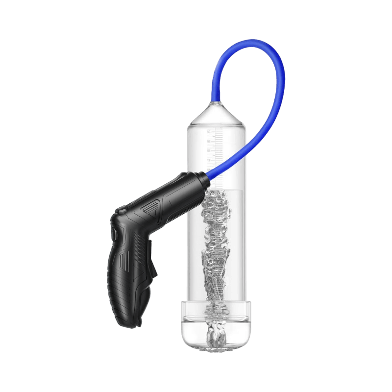 RealBlow automatisk penispump med pistolgrepp och struktur för intensiv stimulans