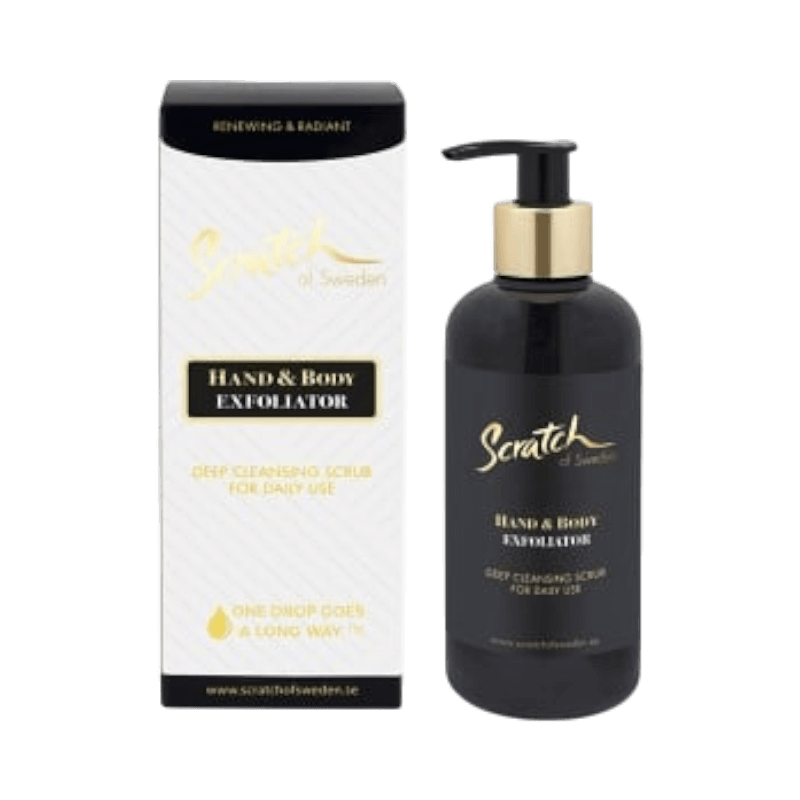 Scratch Hand & Body Exfoliator för daglig rengöring och silkeslen hud med pumpflaska