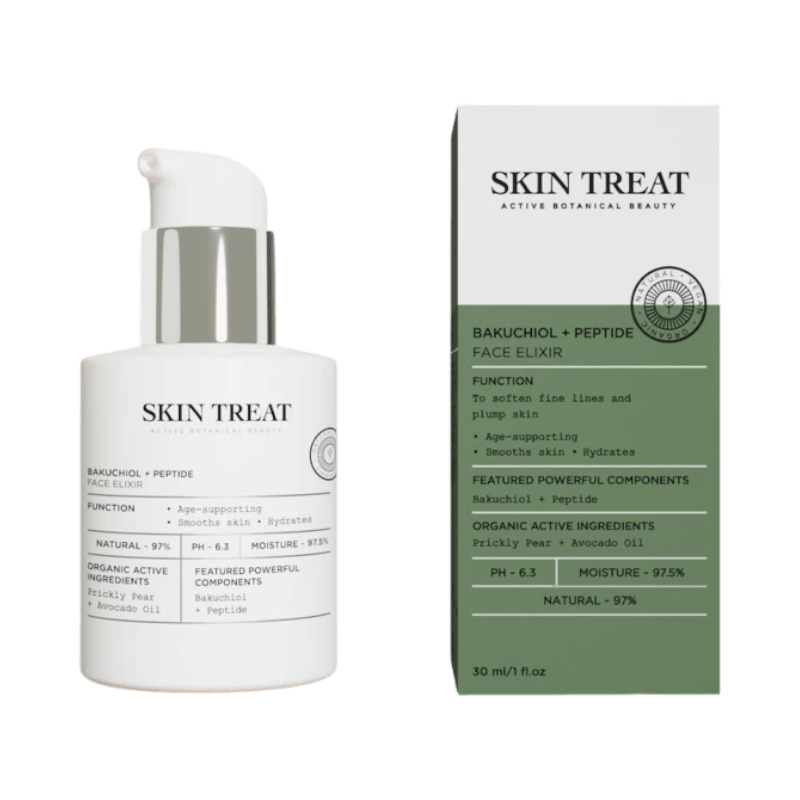 Skin Treat Face Elixir med bakuchiol och peptider, jämnar ut och återfuktar huden.