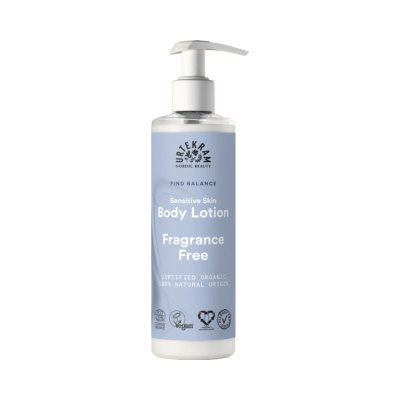 Urtekram Body Lotion Fragrance Free – parfymfri och vegansk lotion för känslig hud.