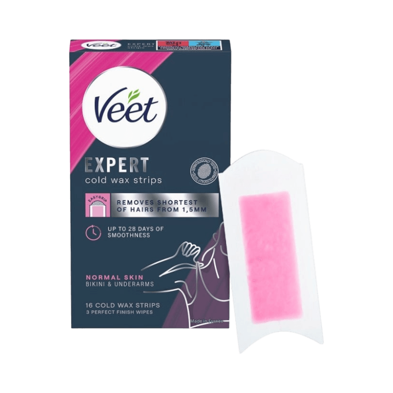Veet Expert vaxremsor för bikinilinje och armhålor – effektiv hårborttagning för normal hud i känsliga områden.