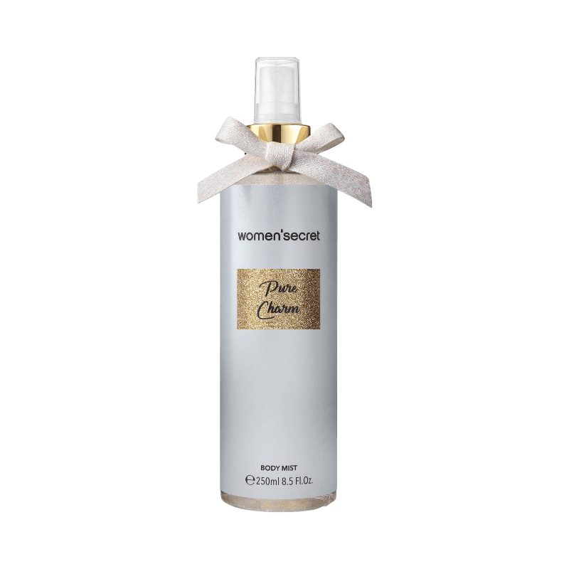 Women’Secret Pure Charm Body Mist – feminin kroppsspray med elegant doft i lyxig förpackning med rosett.