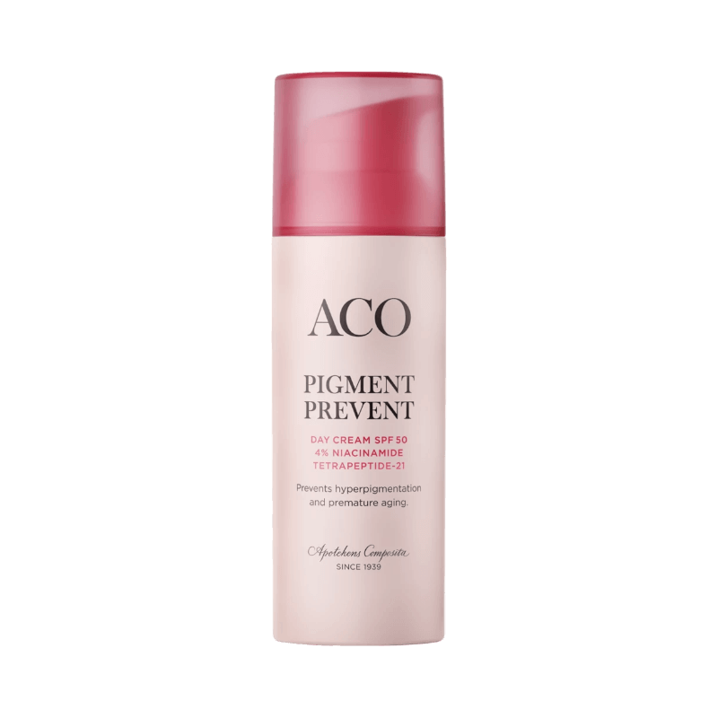ACO Pigment Prevent dagkräm med SPF 50 och niacinamid mot pigmentfläckar och ålderstecken.