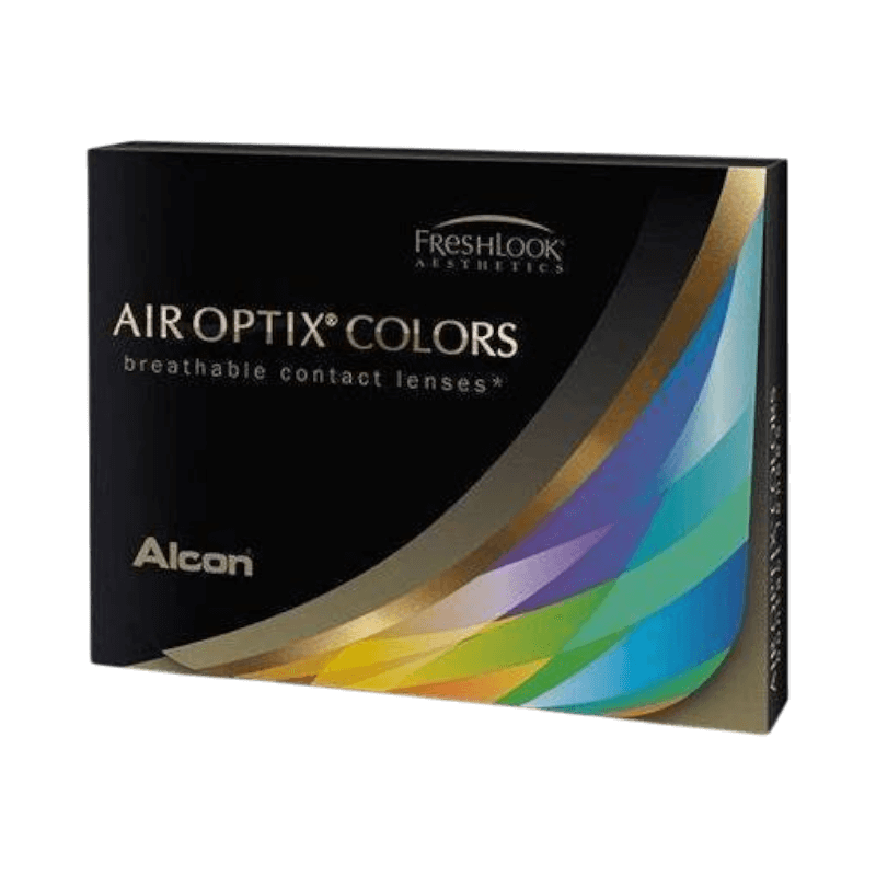 Förpackning med Air Optix Colors färgade kontaktlinser från Alcon utan styrka, 2-pack.