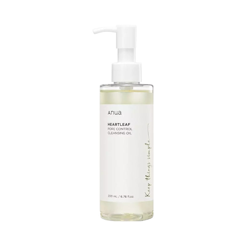 Anua Heartleaf Cleansing Oil 200 ml för effektiv porrengöring och skonsam makeupborttagning.