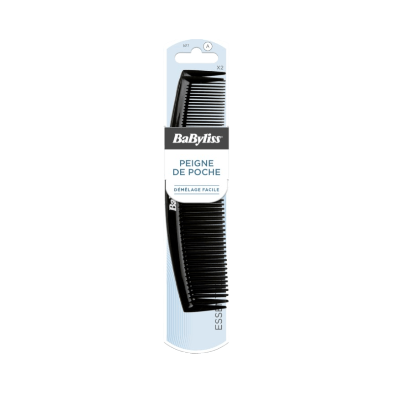 BaByliss tvåpack fickkammar i svart för smidig och skonsam hårutredning