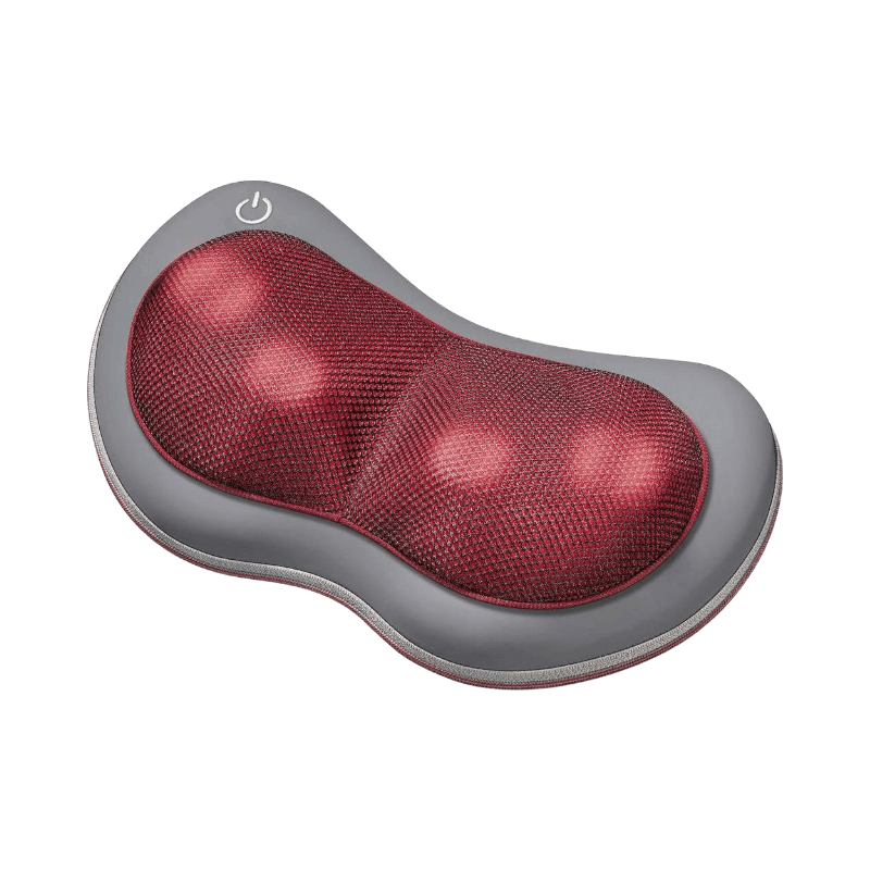 Grå och röd massagekudde från Beurer med värmefunktion och ergonomisk design