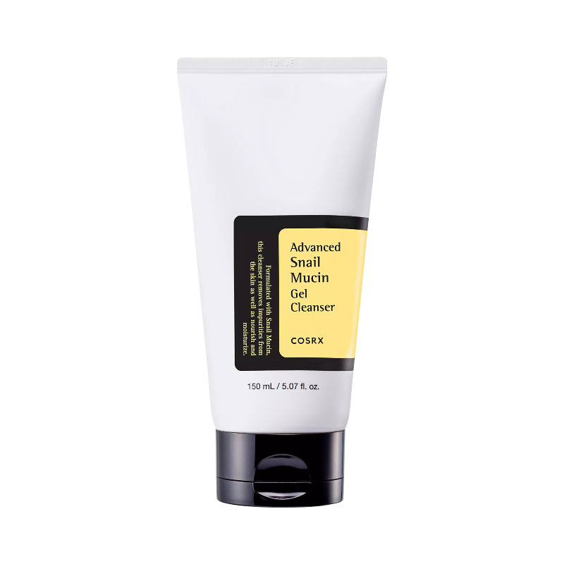 COSRX Snail Mucin Gel Cleanser 150 ml med snigelsekret för rengöring och återfuktning.