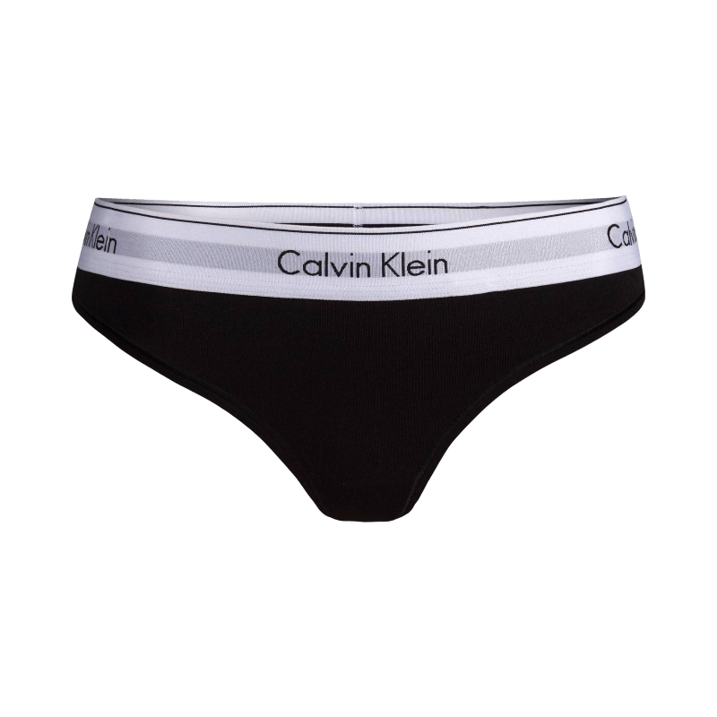 Svart Calvin Klein stringtrosa i bomull med bred resår och logotyp för sportig stil