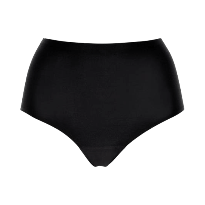 Svarta sömlösa midjetrosor i stretchmaterial med hög täckning och bekväm passform